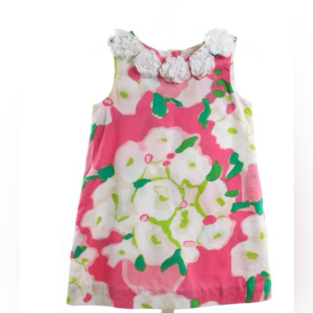 Lilly Pulitzer Vintage Floral Shift Dress Pink Green White Size 2